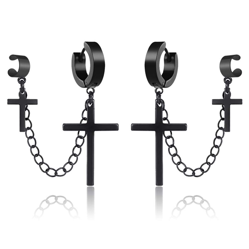 Amazon.com: Jemant Ear Cuff Clip With Dangle Drop Cross